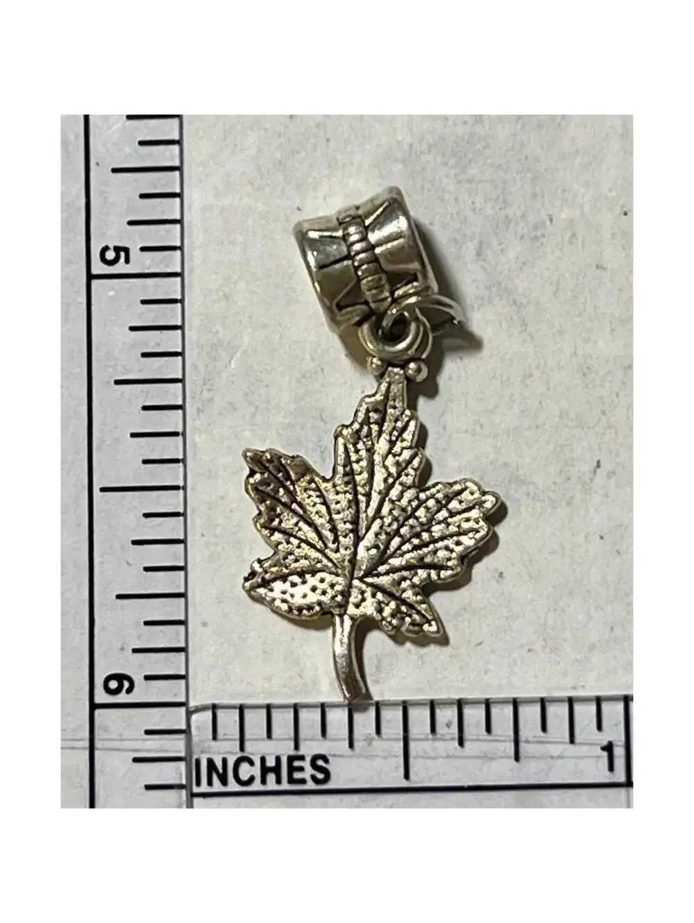 Silver Tone Maple Leaf Dangle Charm for Bracelet or Necklace Jewelry